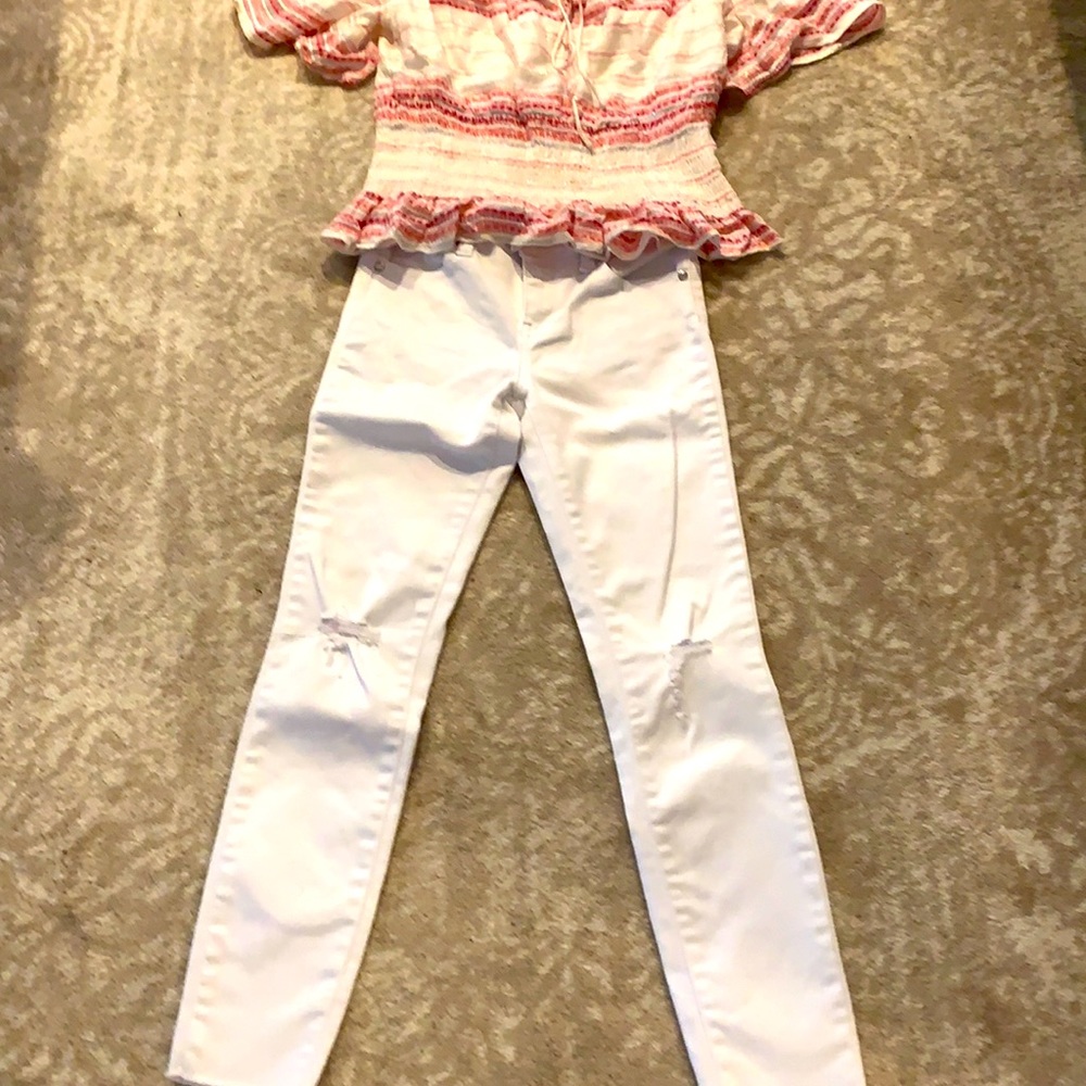 Girls white skinny jeans